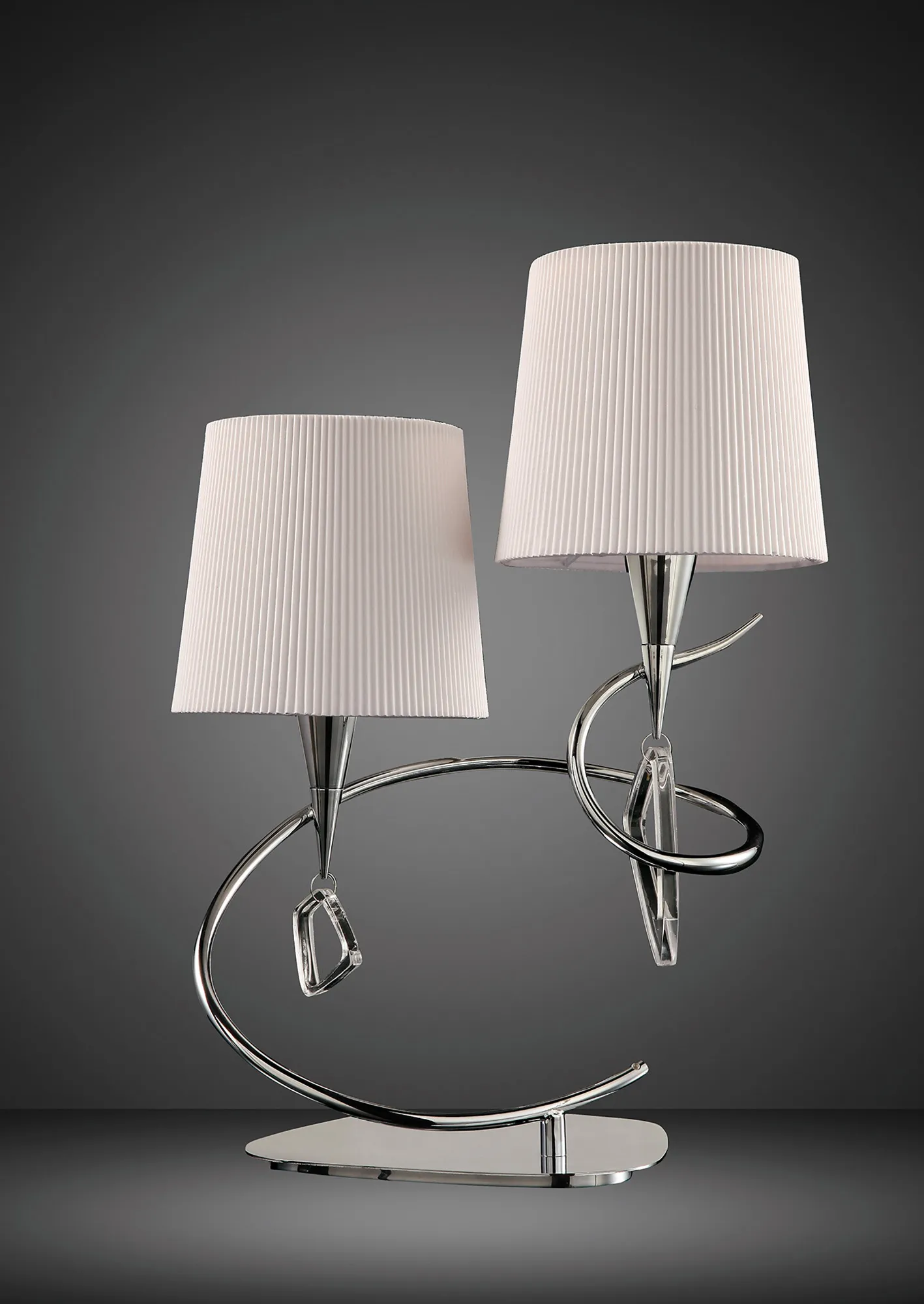 Mara Polished Chrome-Ivory White Table Lamps Mantra Shaded Table Lamps